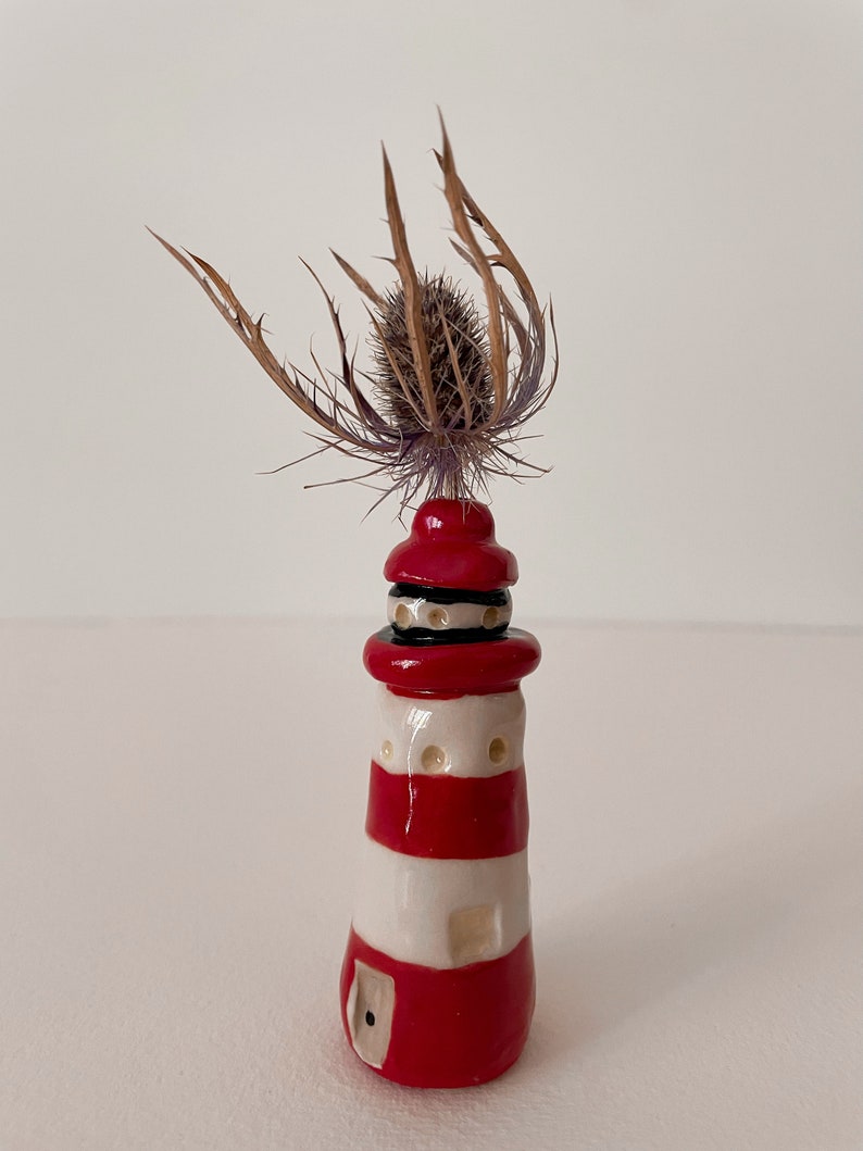 Ceramic Lighthouse Flower Bud Holder. image 3