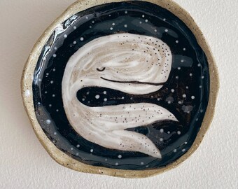 Sleepy Ghost Whale Ceramic Trinket Dish