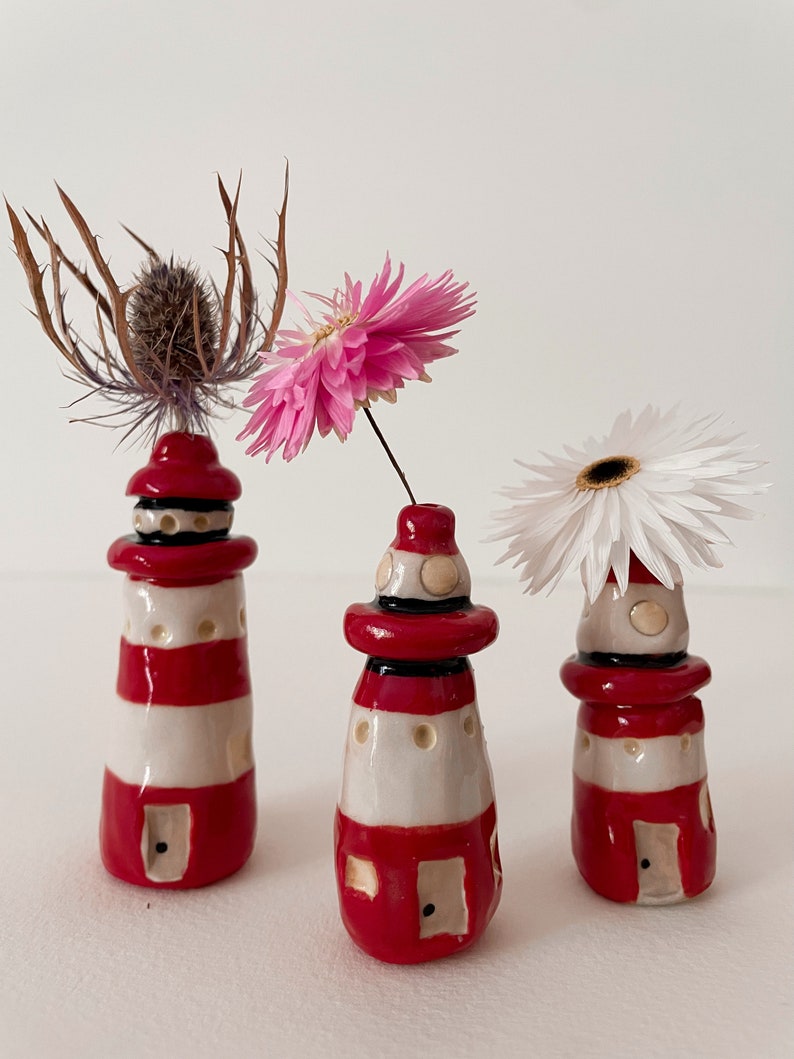 Ceramic Lighthouse Flower Bud Holder. image 4