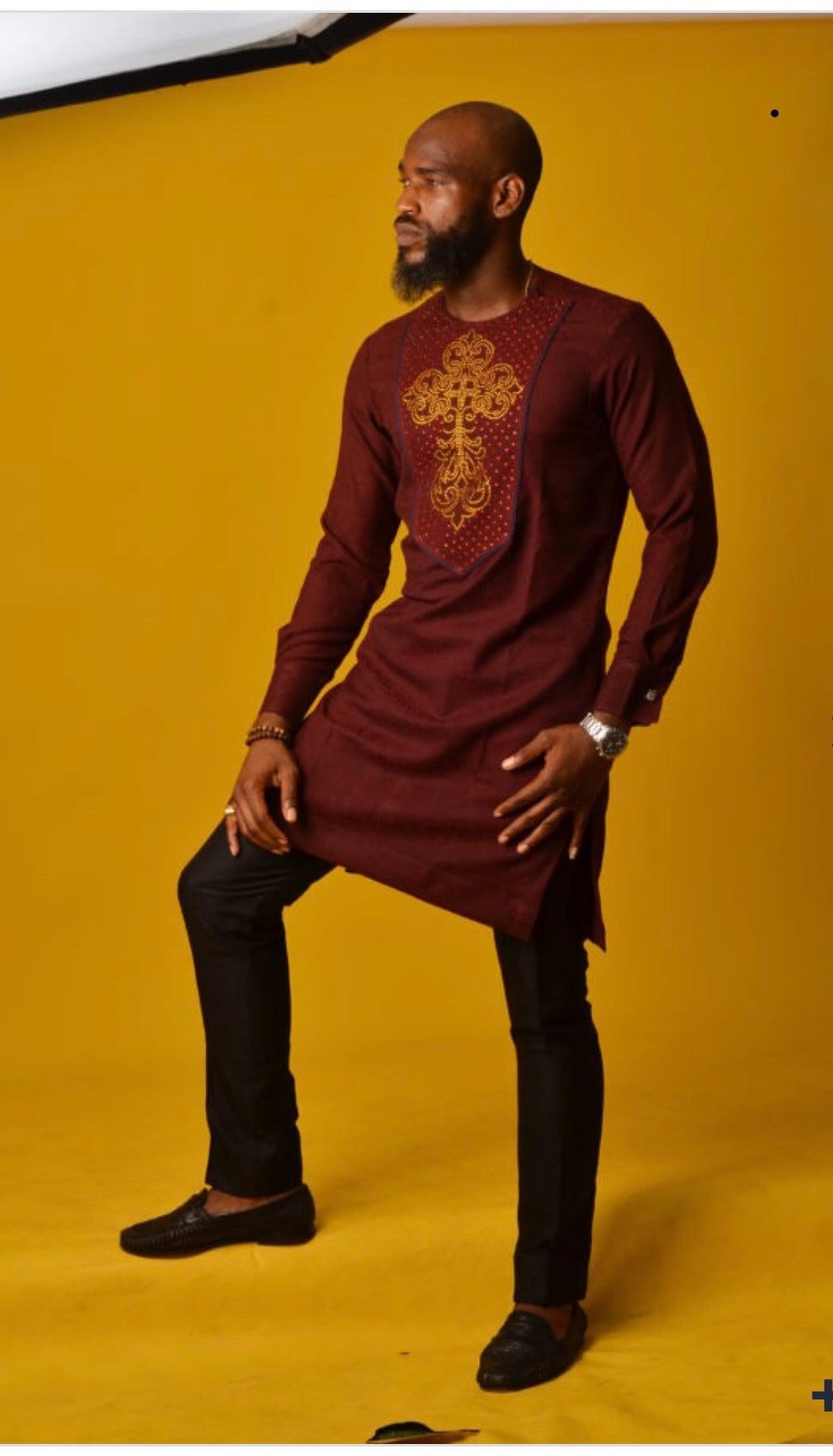 Image of Mens Embroidered Atiku/Cashmere Traditional African 2 Piece Trouser & Top Set