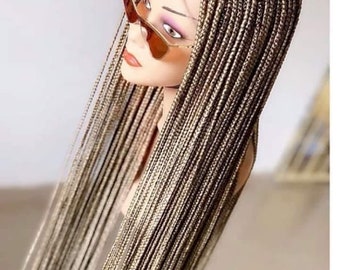 Pelucas de encaje trenzado en caja, trenzas africanas sin nudos hechas a mano, hechas a pedido, trenzas individuales