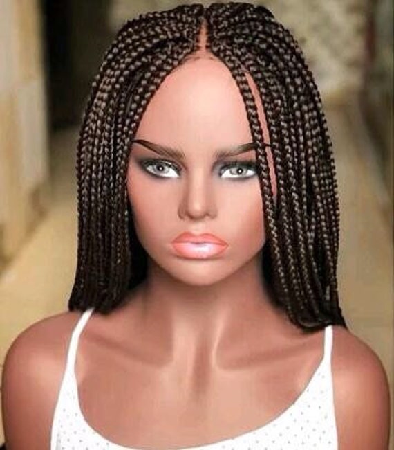 Nigeriaanse handgemaakte Afrikaanse vlechten Ready to Wear Pruiken Korte mooie vlechten Krullend Tip Single Hair Wig Single Braids Centre Parted Accessoires Haaraccessoires Haarspelden 