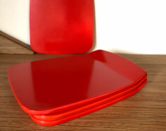 Rosti Mepal Butter Plates Smørrebrikker 70s Red Denmark Set of 4