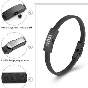 Personalized Customized Cremation Jewelry Urn Bracelet for Ashes Genuine Leather Bracelet Keepsake Urn Bangle for Ashes for Dad for Mom