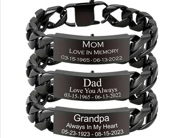 Personalized Cremation Urn Bracelet: Engraved Cuban Link Stainless Steel Bangle