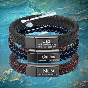 Personalized Pet Ashes Urn Cremation Bracelet, Women Men Memorial Braided Leather Urn Bracelet, Custom Loss of Dog Cat -Christmas Gift.