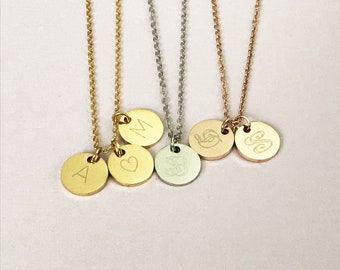 Custom Engraved Name Necklace Personalized Disks , Coin Tag Pendants Necklace -Christmas Gift for Best Friend , for Women , Her, Girlfriend