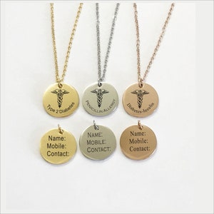 Personalized Medical ID Necklace Autism Necklace Dementia Necklace Diabetic Necklace Medical Jewelry , Medical Prescription- Kids Necklace
