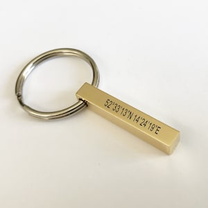 Engraved GPS Keychain , Custom Coordinates Key chain Bar , Personalized Jewelry Pendant Key Chain-Mothers day gift for Mom Her Girlfriend