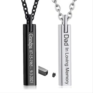Personalized Cremation Urn Necklace: Cube Bar Ashes Keepsake, Waterproof Pendant