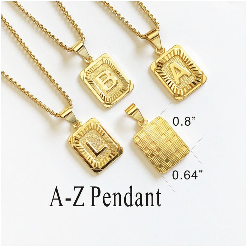 Gold Square Necklace men Medallion Necklace- Birthday gift for women Gold Initial Necklace A to Z Letter Necklace Letter Necklace