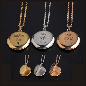 Personalized Engraved Stainless Steel Circle Locket Necklace , Memorial Locket Necklace, Remembrance Locket Necklace -Birthday Gift
