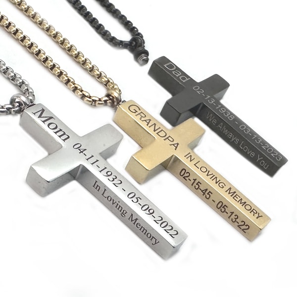 Personalized CREMATION CROSS URN Necklace Ashes Jewelry, Custom Engraved Memorial Ashes Keepsake-Christmas Gift