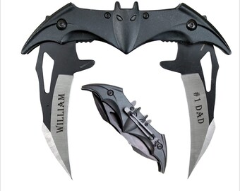 Personalized Bat Twin Blade Knife: Engraved Cosplay Gift - Etsy