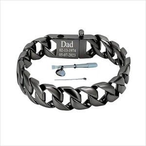 XSMZB Cremation Urn Bracelet - Stainless Steel Cuban Link Bangle For Ashes, Memorial Jewelry For Men & Women