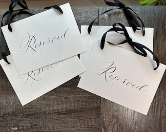 Letrero reservado colgante para bodas y eventos, Señalización caligráfica