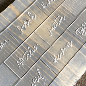 Acrylic place cards for names for wedding favors, wedding place cards for guests, hand made wedding place cards, acrylic rectangle name