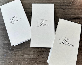 Números de mesa plegables impresos para bodas o eventos, 3x6