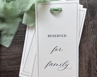 Printed hanging reserved sign 4x8 with ribbon for weddings or other events