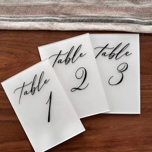 Acrylic table numbers for wedding, acrylic wedding signs, wedding decor, wedding signs, calligraphy wedding signs, table numbers