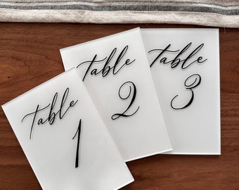 Acrylic table numbers for wedding, acrylic wedding signs, wedding decor, wedding signs, calligraphy wedding signs, table numbers