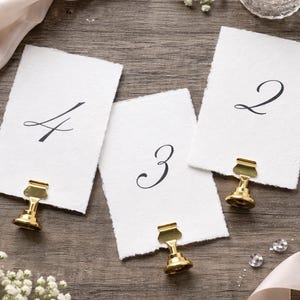 Printed Paper Table Numbers, Deckled Edge Calligraphy on handmade paper