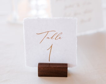Hand torn square calligraphy table numbers for wedding, garden party wedding, elegant wedding table numbers, deckled edge table numbers