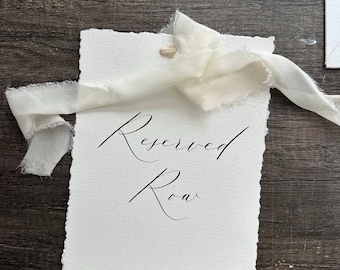Letrero colgante reservado para bodas y eventos, letrero caligráfico en papel hecho a mano.
