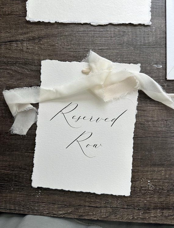 Hanging reserved sign for weddings and events, Calligraphy signage on handmade paper