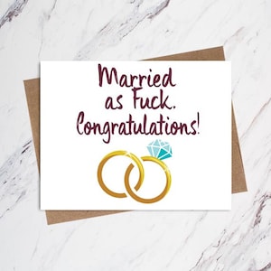Carte de mariage drôle, mariée comme baise, carte-cadeau de mariage