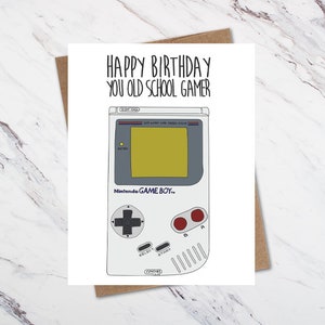 Carte d'anniversaire de joueur, carte Gameboy,