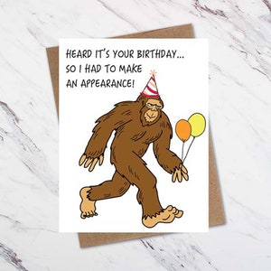 Carte d'anniversaire Sasquatch, carte d'anniversaire Bigfoot