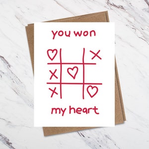 Vous avez gagné ma Valentine de coeur, carte drôle de Valentine, carte mignonne de Valentine