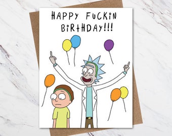 Rick & Morty Birthday Card, Funny Birthday Card
