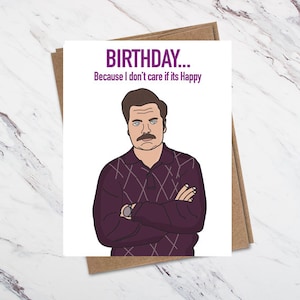 Carte d’anniversaire Ron Swanson, carte d’anniversaire des parcs et des loisirs
