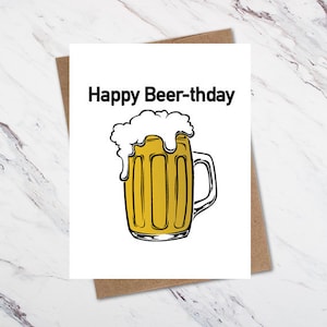 Happy Beer-thday Card, Beer Birthday Card, Funny Birthday Card