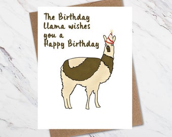 Llama Birthday Card, Animal Birthday Card