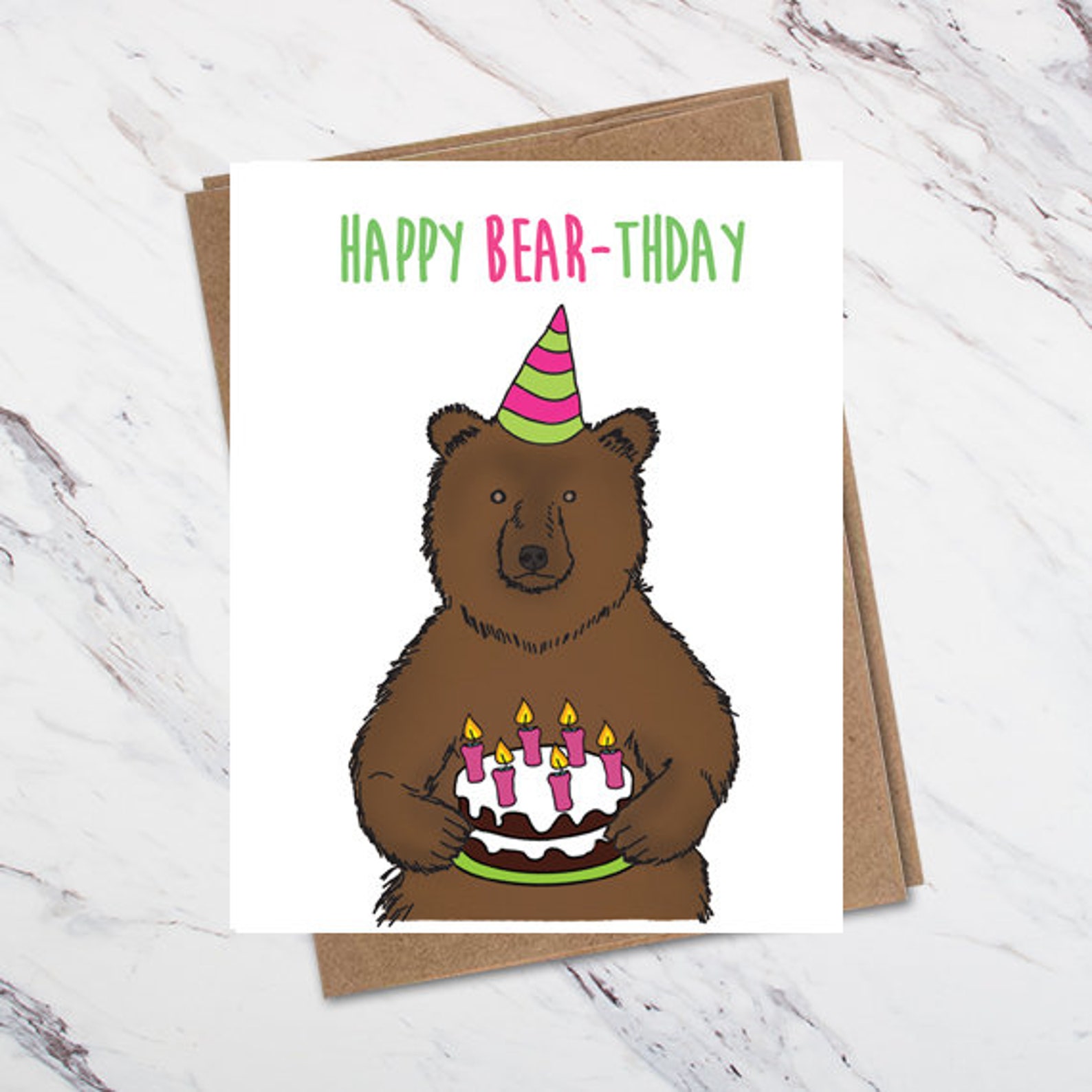 Bär Geburtstagskarte happy Bearthday Tier Geburtstagskarte Etsy