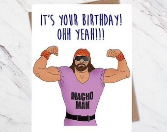 Macho Man Birthday Card, Wrestler Birthday Card