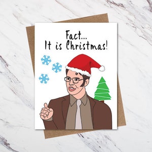 Carte de Noël de bureau, carte de Noël drôle, carte de Noël de Dwight