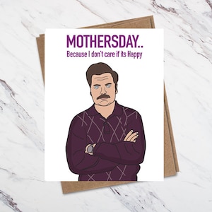 Cartão engraçado do dia das mães, cartão do dia das mães Ron Swanson, cartão do dia das mães parques e recreação