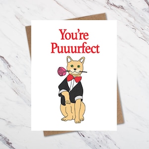 Carte de Saint-Valentin pour chat, carte de chat Puuurfect, carte d’amour Cat Lady Valentine