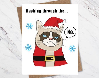 Grumpy Cat Christmas Card, Cat Christmas Card