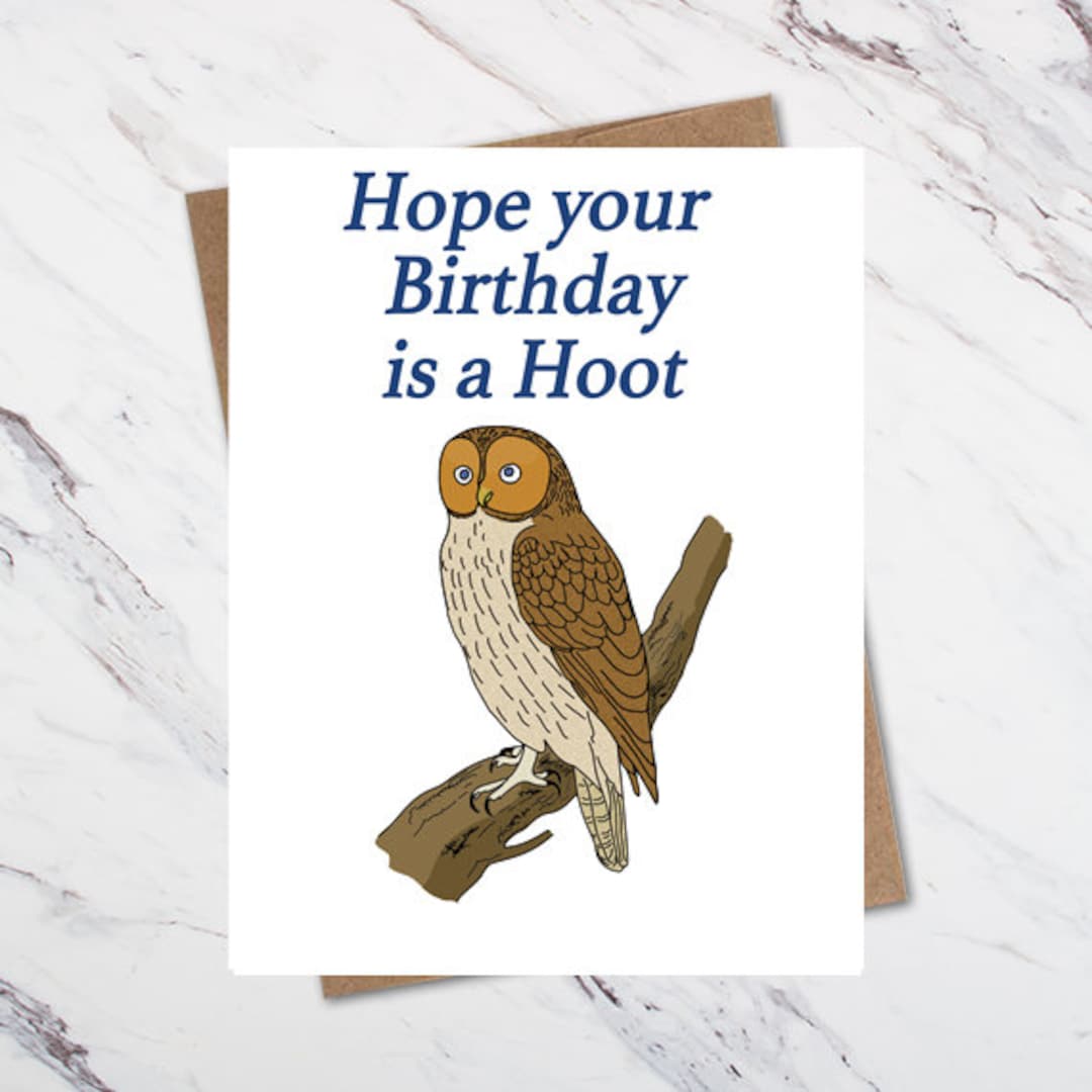 Owl Birthday Card, Hope Your Birthday is a Hoot, Funny Owl Card - Etsy