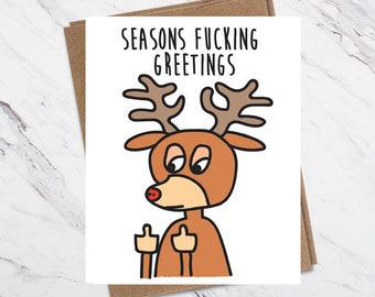 Rudeolph Christmas Card, Funny Christmas Card, Rude Christmas Card