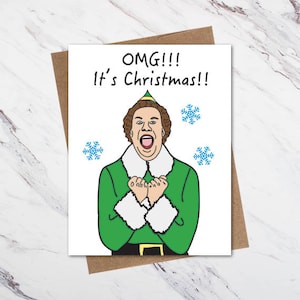 Carte de Noël drôle, carte de Noël elfe