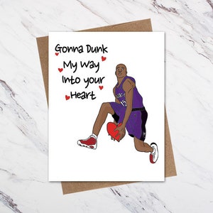 Drôle de carte de Valentine, carte d'amour de basket-ball, carte de Valentine de basket-ball, carte de Valentines de Vince Carter