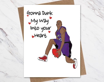 Funny Valentine Card, Basketball Love Card, Basketball Valentine Card, Vince Carter Valentines Card