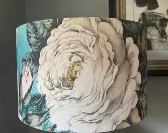 Designers Guild - Cream Rose in cream and turquoise Handmade Lampshade