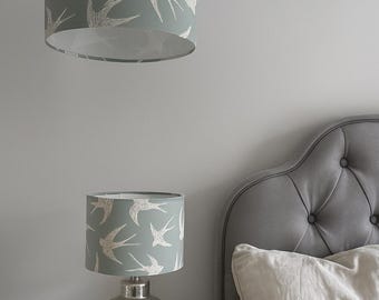 Fly Away Swallows Design Handmade Lampshade in Mineral
